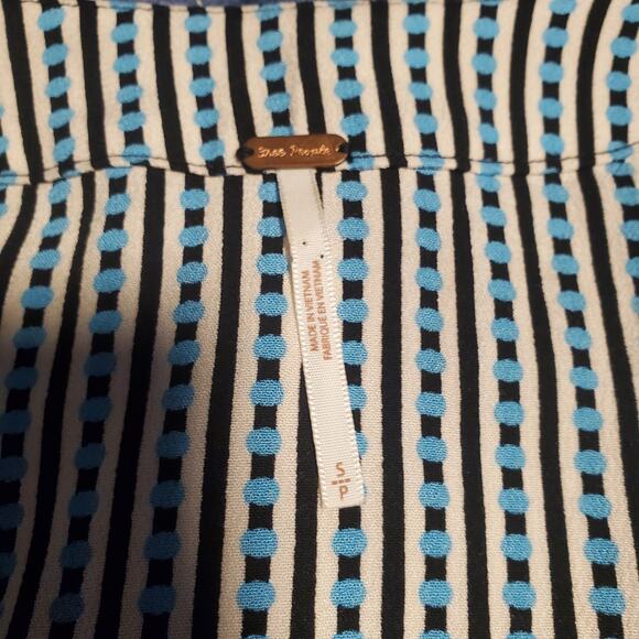 Free People Size S Mix N Match Blouse Black Combo Dark Floral Boho Oversized - Picture 6 of 9